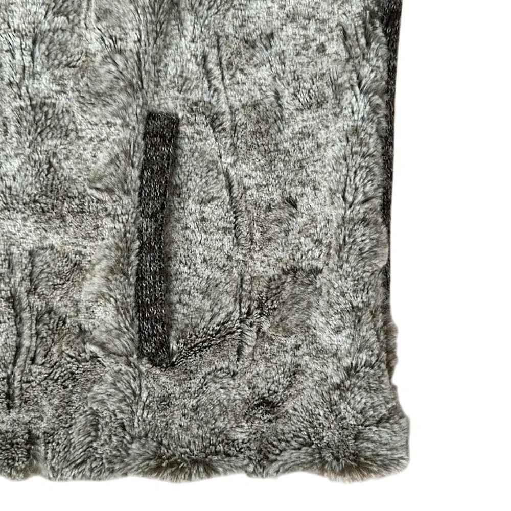 Tribal Sweater Vest Womens Size X-Large Brown Faux Fur Mock Neck Casual Full Zip